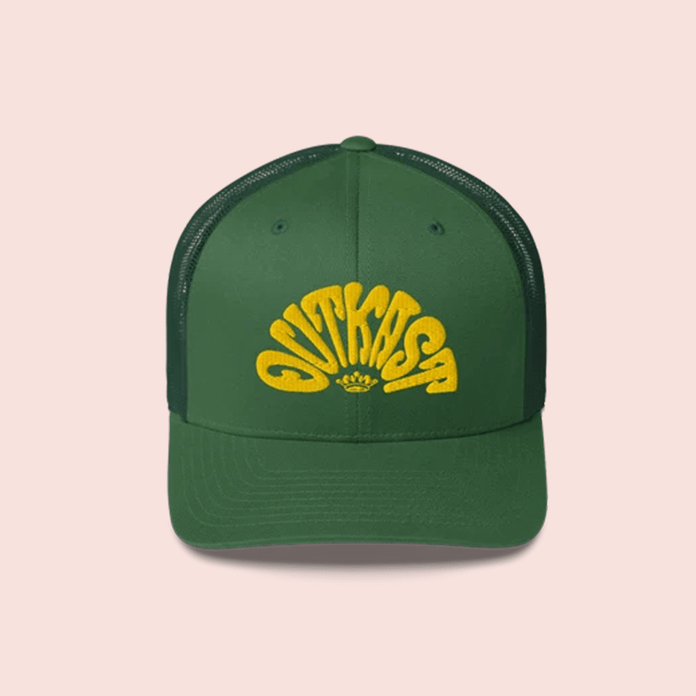 Outkast Merch Hat Outkast Arch Crown Emblem Stylized Trucker Cap Gift For Southern Hip Hop Fans