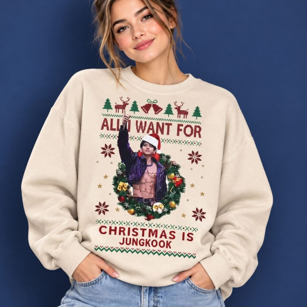 Jungkook Merch All I Want for Christmas Is Jungkook Sweatshirt Gift For Kpop Fans 1 - Unicasport Jungkook Merch All I Want for Christmas Is Jungkook Sweatshirt Gift For Kpop Fans