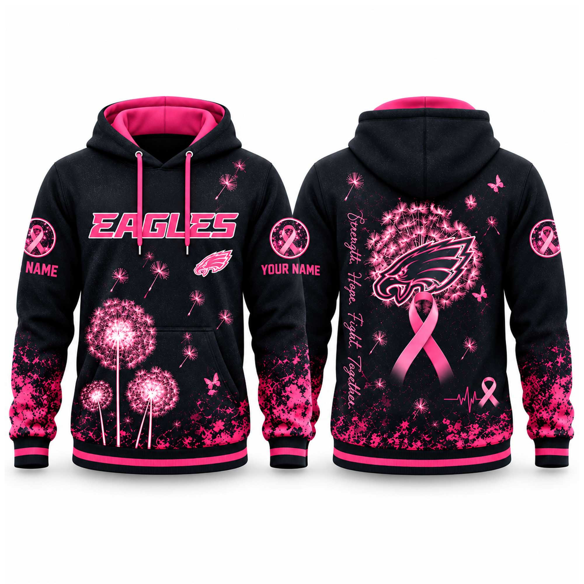 Custom Philadelphia Eagles Breast Cancer Awareness Hoodie Gifts For Eagles Fans 1 - Unicasport Custom Philadelphia Eagles Breast Cancer Awareness Hoodie Gifts For Eagles Fans