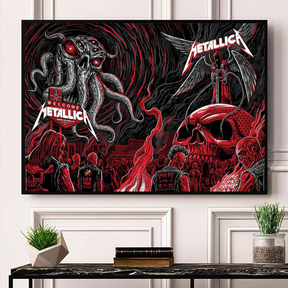 Metallica Life Burns Faster Las Vegas 2026 Home Decor Poster Metallica Merch Gift For Fan