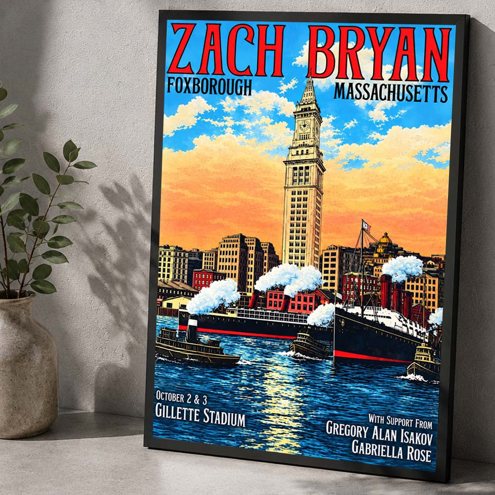 Zach Bryan Foxborough MA Event Poster Zach Bryan Concert Poster Music Lover Gifts