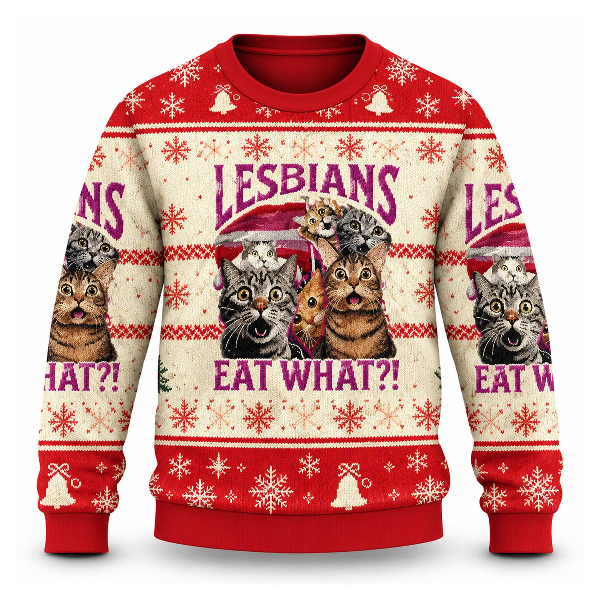 Christmas 2026 Lesbians Eat What Ugly Christmas Sweater Funny Xmas Clothing Cat Lover Gifts 1 - Unicasport Christmas 2026 Lesbians Eat What Ugly Christmas Sweater Funny Xmas Clothing Cat Lover Gifts