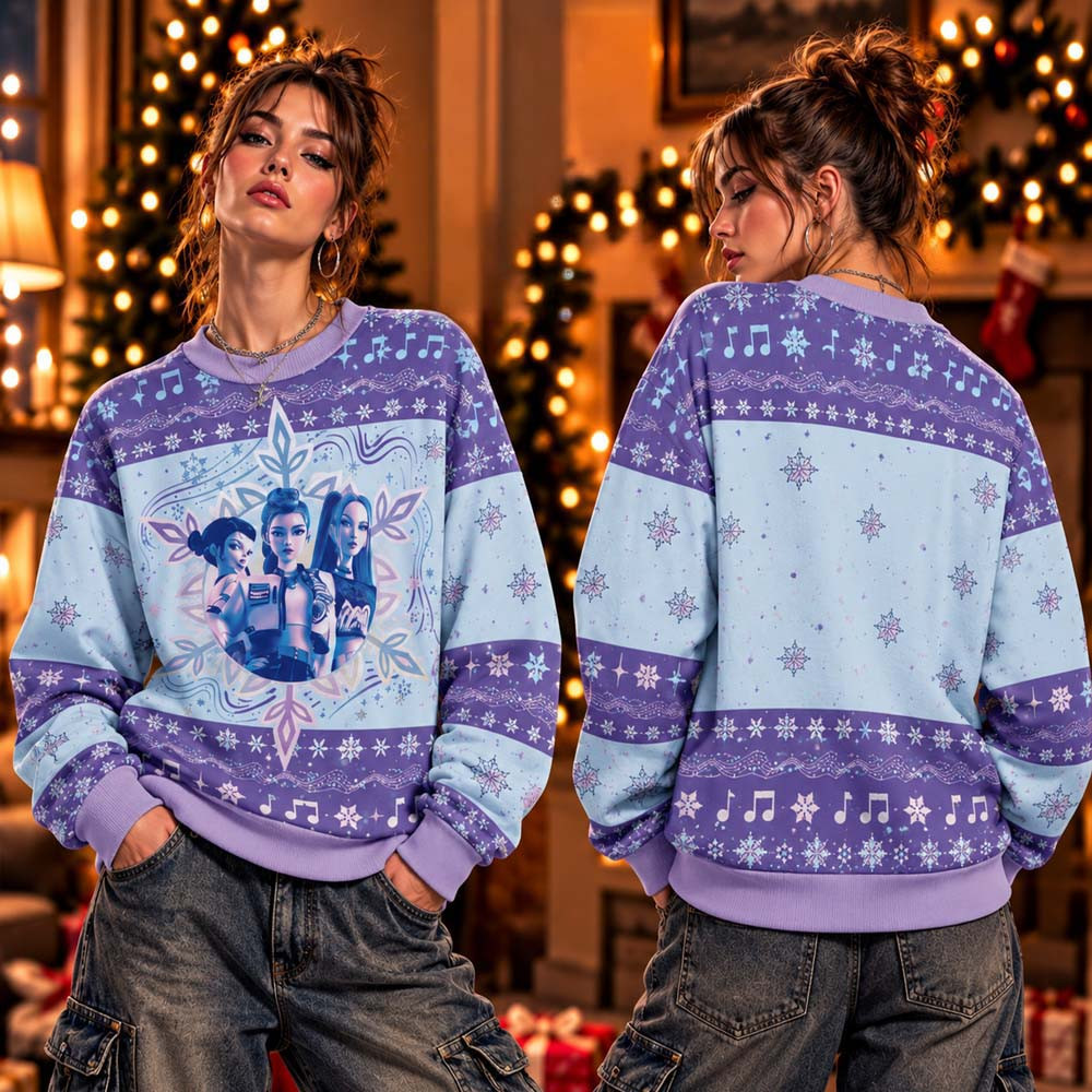 KPop Demon Hunters Ugly Christmas Sweater Demon Hunters Apparel Music Lover Gifts 1 - Unicasport KPop Demon Hunters Ugly Christmas Sweater Demon Hunters Apparel Music Lover Gifts