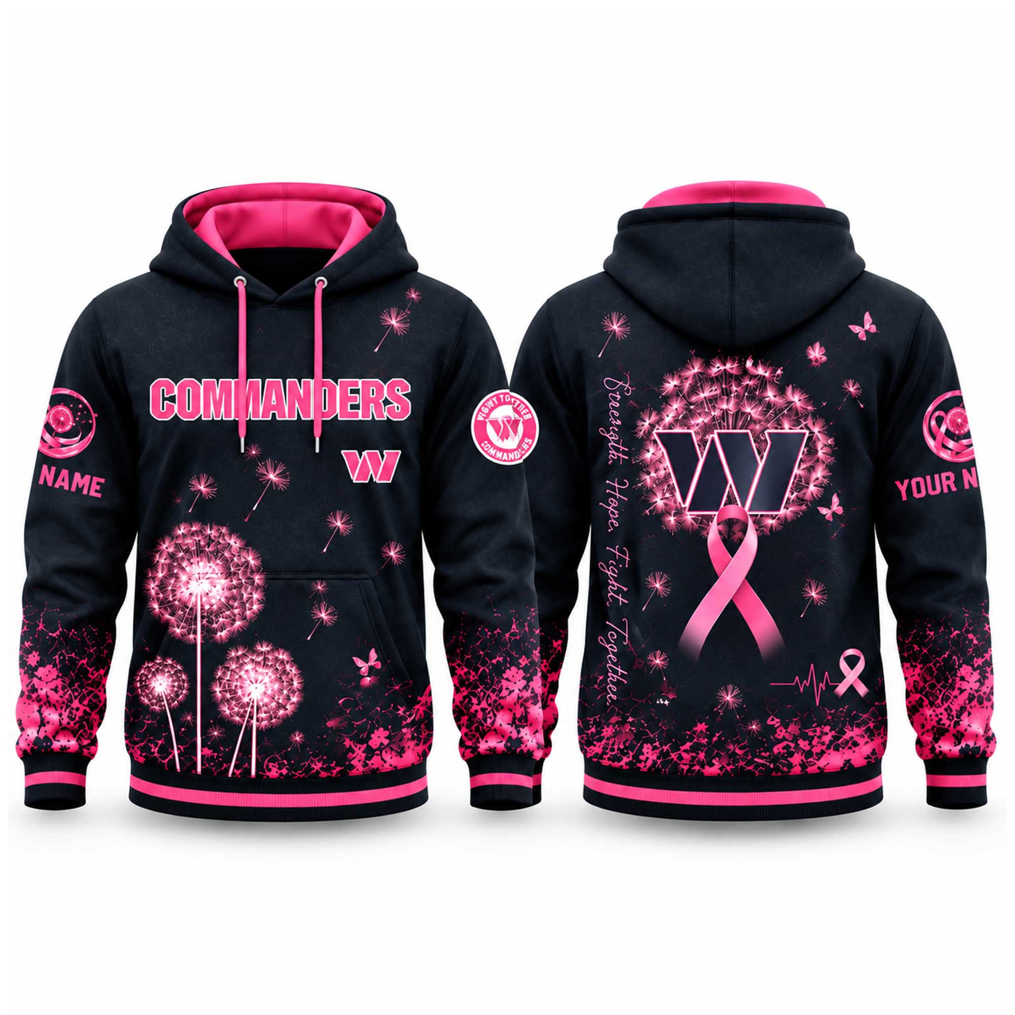 Personalized Washington Commanders Breast Cancer Awareness Hoodie Best Fan Gear