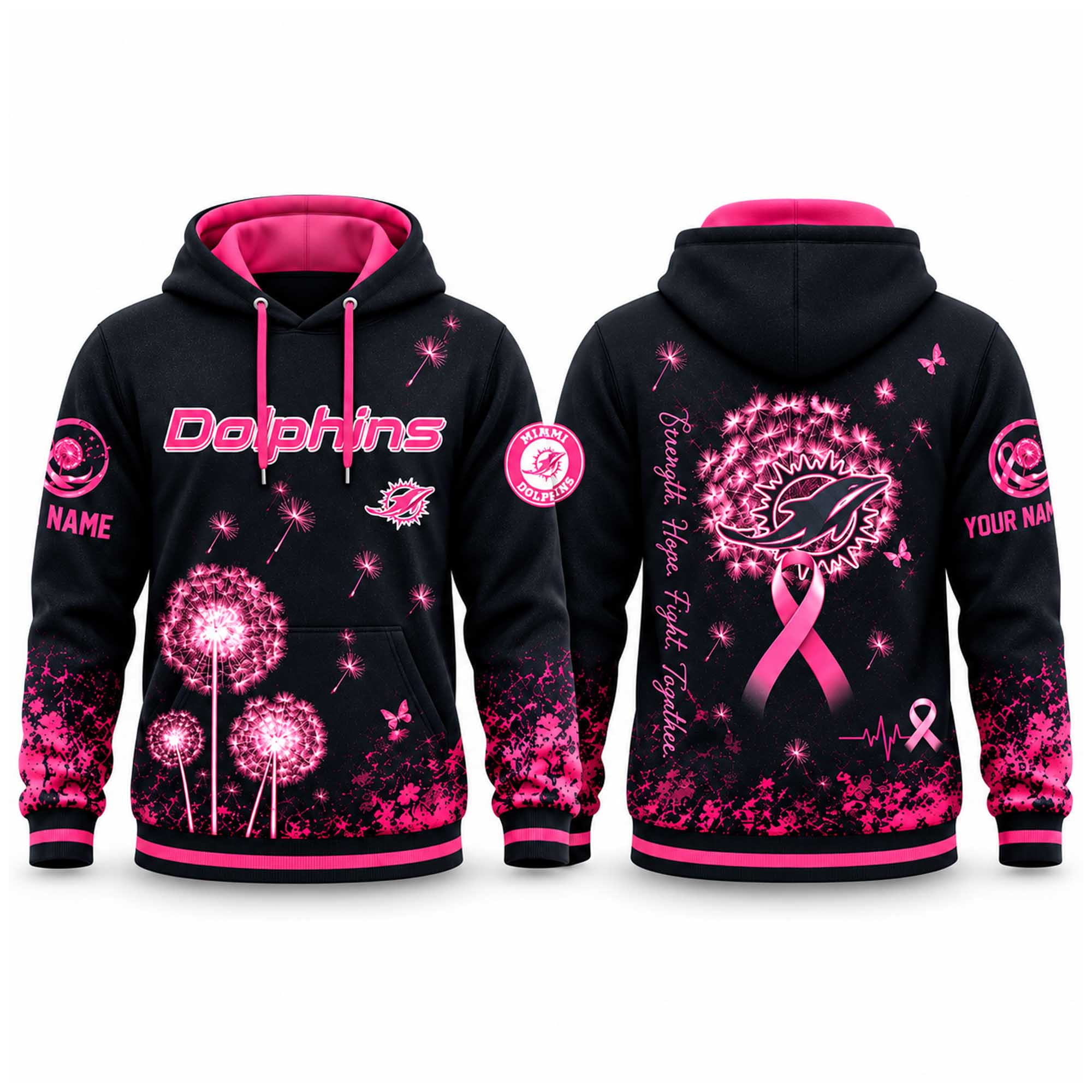 Personalized Miami Dolphins Breast Cancer Awareness Hoodie Miami Dolphins Apparel Fan Gear 1 - Unicasport Personalized Miami Dolphins Breast Cancer Awareness Hoodie Miami Dolphins Apparel Fan Gear
