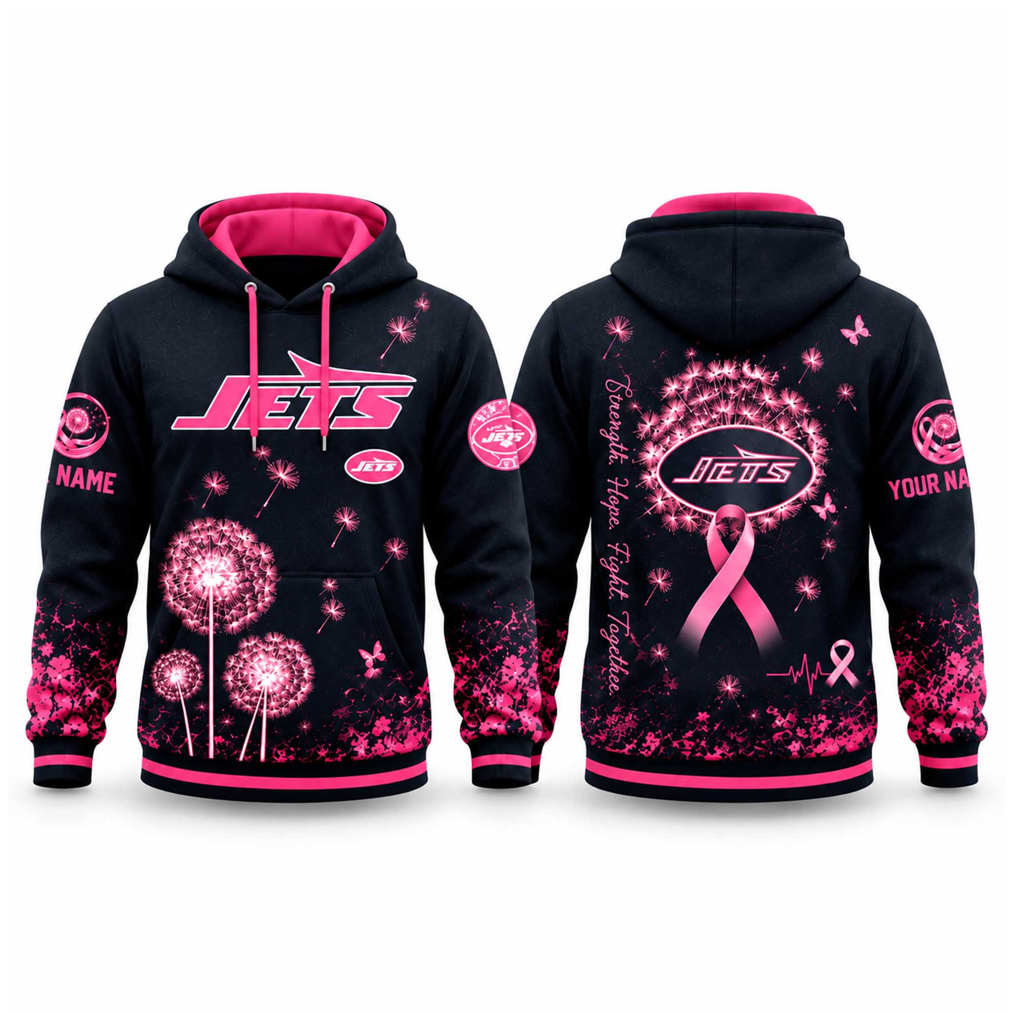 Personalized New York Jets Breast Cancer Awareness Hoodie Presents For Jets Fans 1 - Unicasport Personalized New York Jets Breast Cancer Awareness Hoodie Presents For Jets Fans