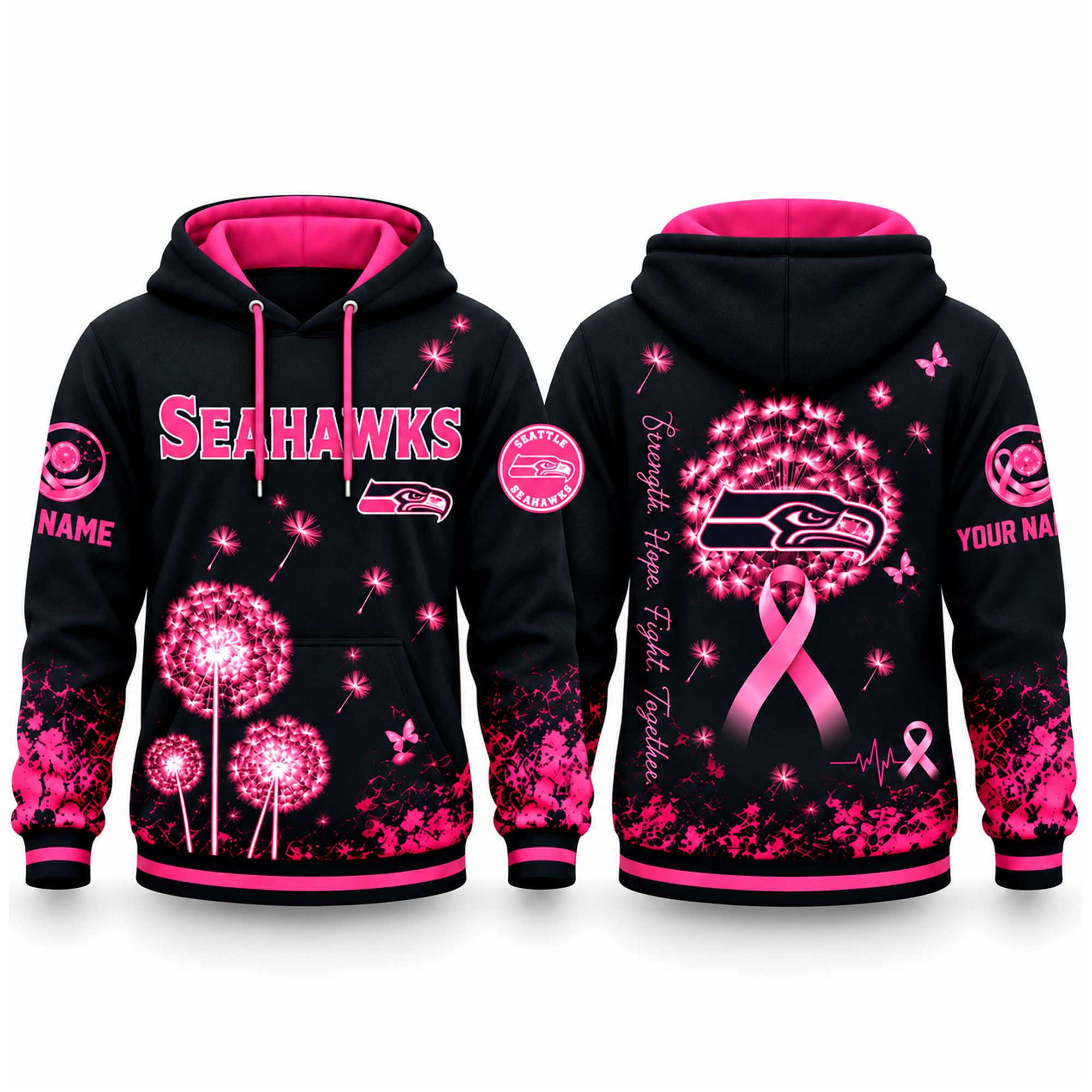 Personalized Seattle Seahawks Breast Cancer Awareness Hoodie Gift For The 12s 1 - Unicasport Personalized Seattle Seahawks Breast Cancer Awareness Hoodie Gift For The 12s