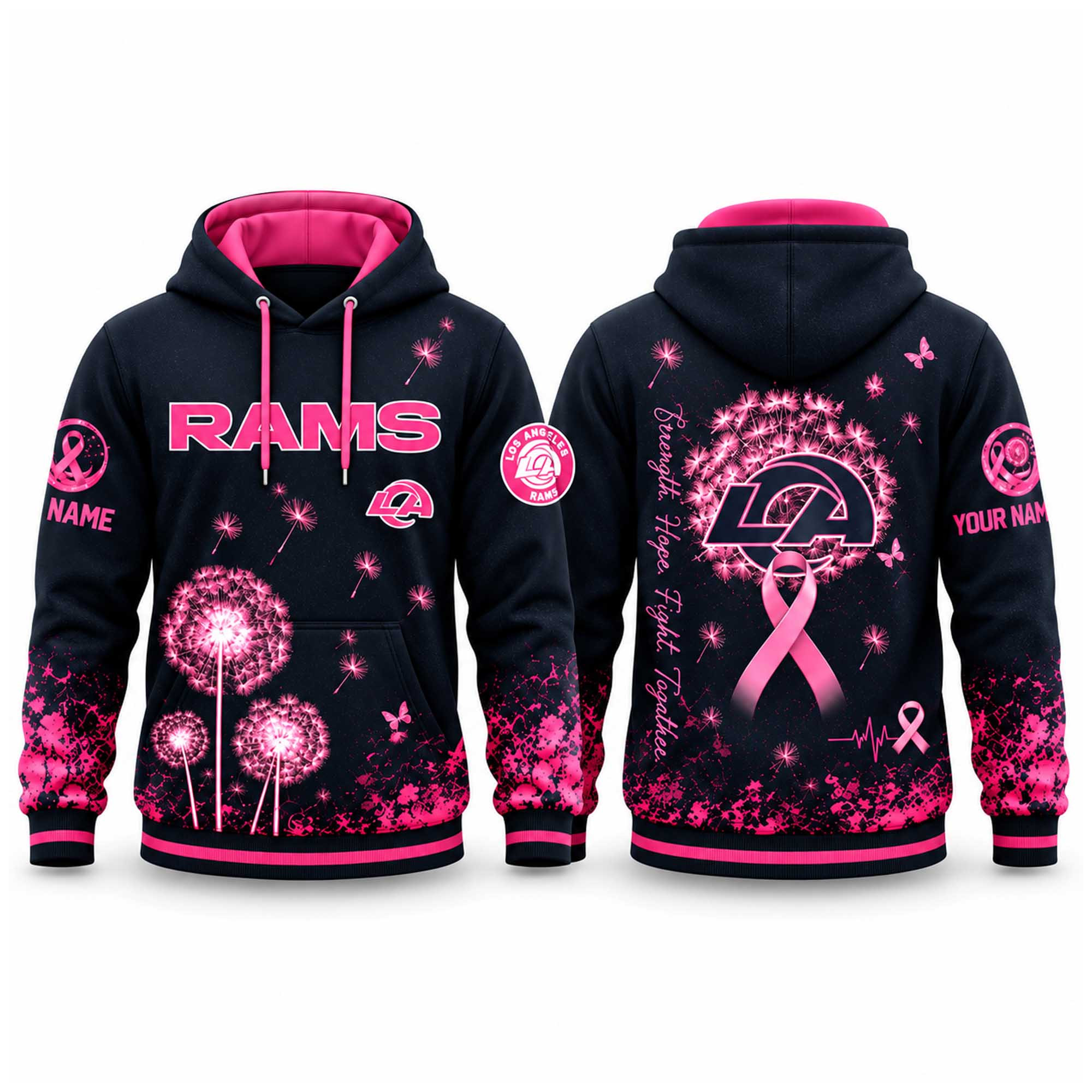 Custom Los Angeles Rams Breast Cancer Awareness Hoodie Presents For Ramily 1 - Unicasport Custom Los Angeles Rams Breast Cancer Awareness Hoodie Presents For Ramily