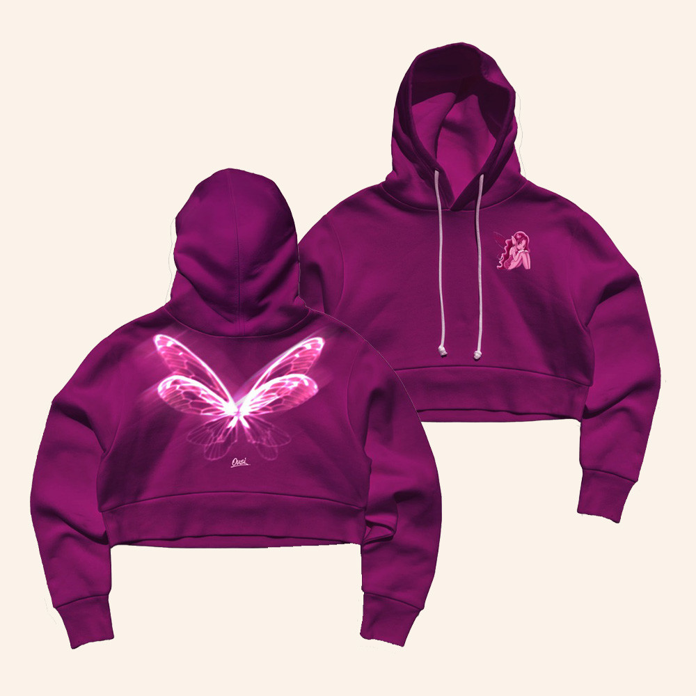 Omar Courtz Merch Pink Fairy Glow Crop Hoodie Omar Courtz Concert Attire Gifts For Wife