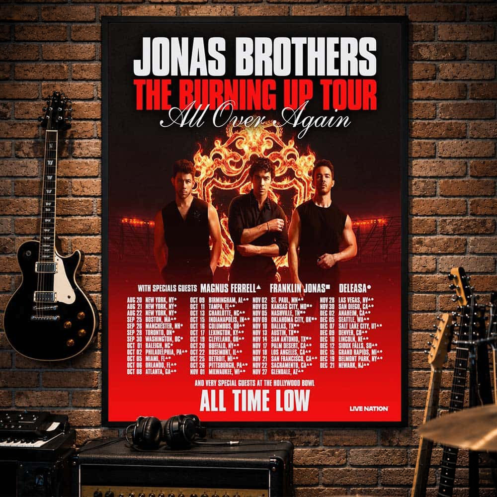 Jonas Brothers Merch The Burning Up Tour All Over Again Tour 2026 Poster Music Decor