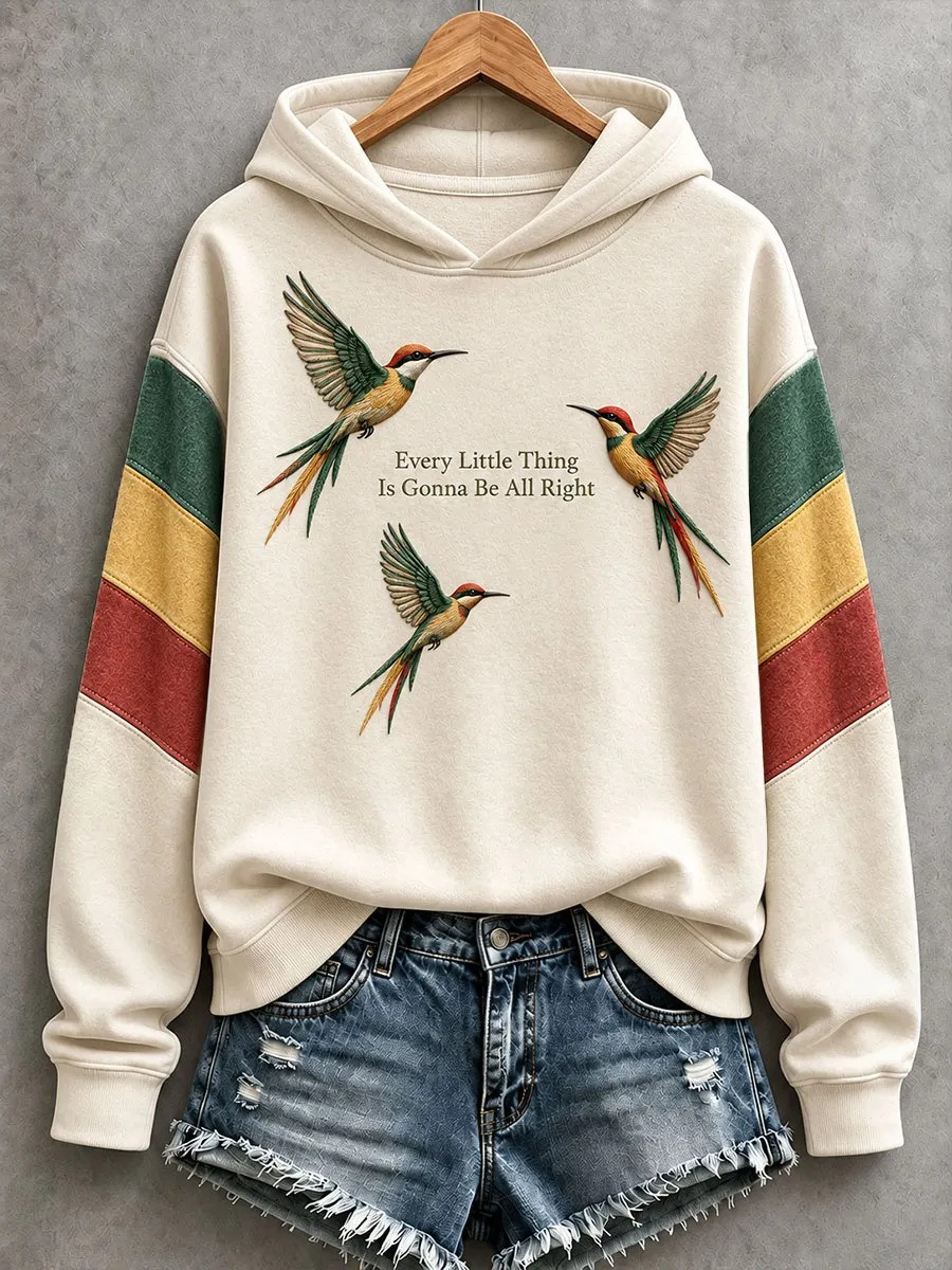 Every Little Thing Is Gonna Be All Right Hoodie Three Little Birds Retro Hooded Sweatshirt 1 - Unicasport Every Little Thing Is Gonna Be All Right Hoodie Three Little Birds Retro Hooded Sweatshirt