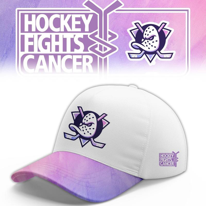 Anaheim Ducks Merch Hockey Fights Cancer Hat Game Day Cap Gift For Fan