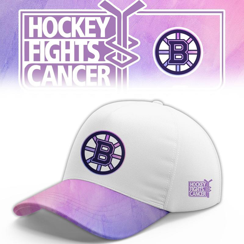 Boston Bruins Merch Hockey Fights Cancer Hat Game Day Cap Gift For Fan
