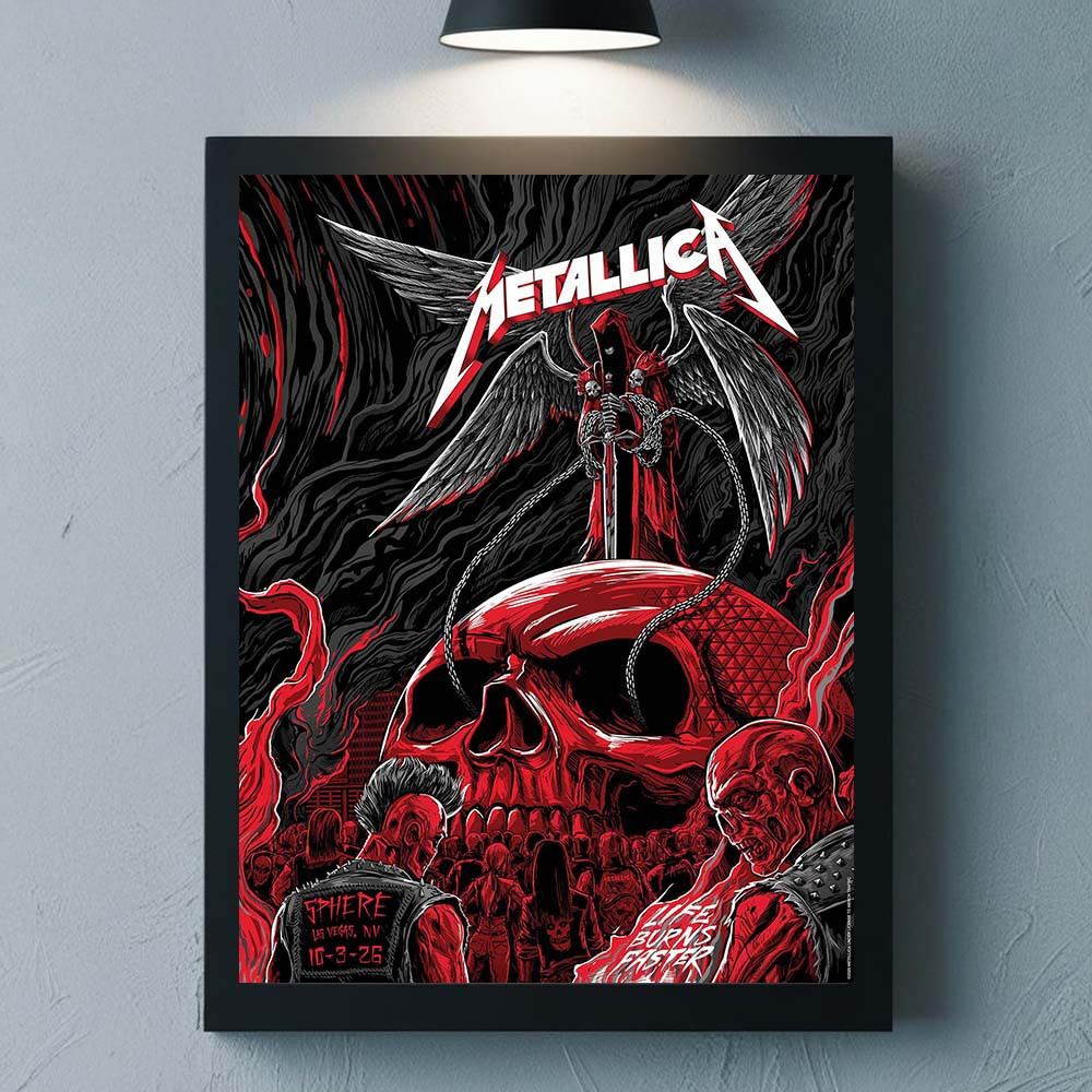 Metallica Life Burns Faster Las Vegas 2026 Poster Metallica Concert Posters Fan Gifts