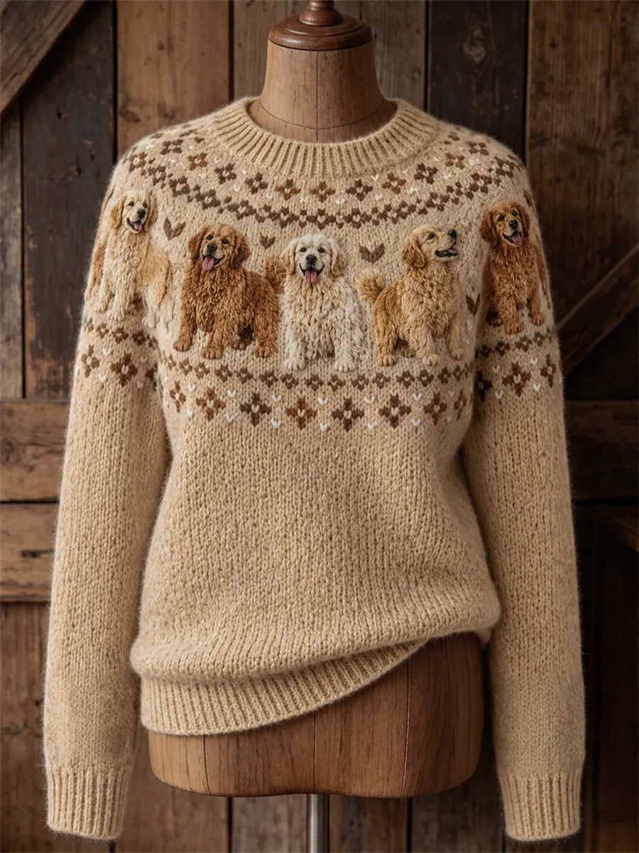 Golden Retriever Vintage Yoke Isle Sweater Christmas Vacation Apparel Xmas Gifts For Sister 1 - Unicasport Golden Retriever Vintage Yoke Isle Sweater Christmas Vacation Apparel Xmas Gifts For Sister