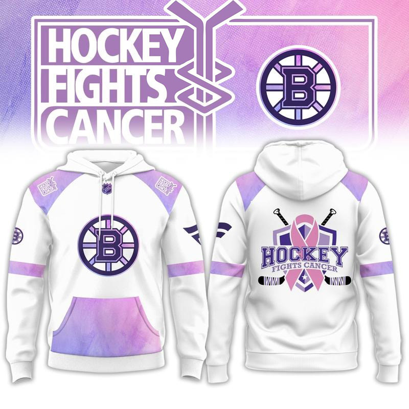 Boston Bruins Merch Hockey Fights Cancer Hoodie Game Day Hooded Gift For Bestie 1 - Unicasport Boston Bruins Merch Hockey Fights Cancer Hoodie Game Day Hooded Gift For Bestie