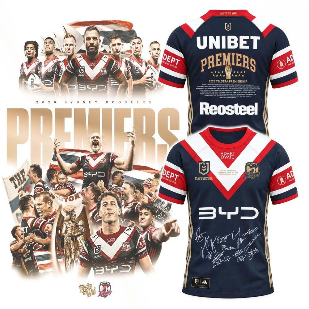 Sydney Roosters Merch NRL Premiers 2026 Signed Jersey Shirt Gift For Football Fans 1 - Unicasport Sydney Roosters Merch NRL Premiers 2026 Signed Jersey Shirt Gift For Football Fans