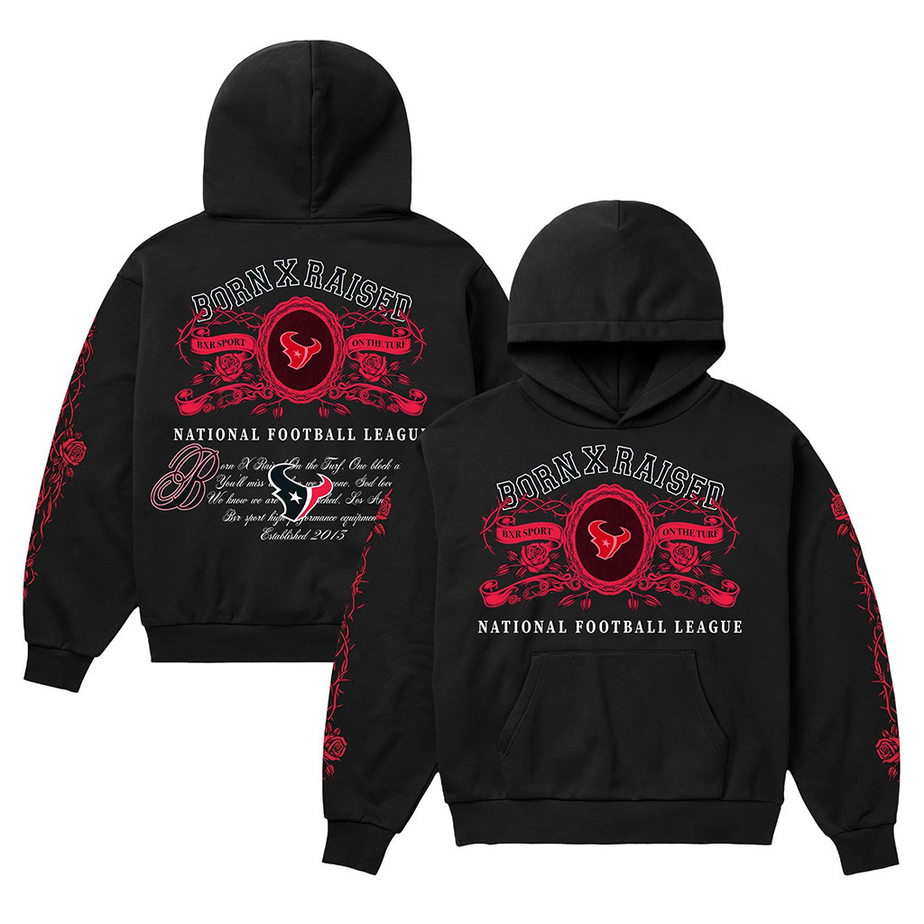 Houston Texans Born X Raised NFL Merch Houston Texans Black Crest Hoodie Cool Football Gifts 1 - Unicasport Houston Texans Born X Raised NFL Merch Houston Texans Black Crest Hoodie Cool Football Gifts