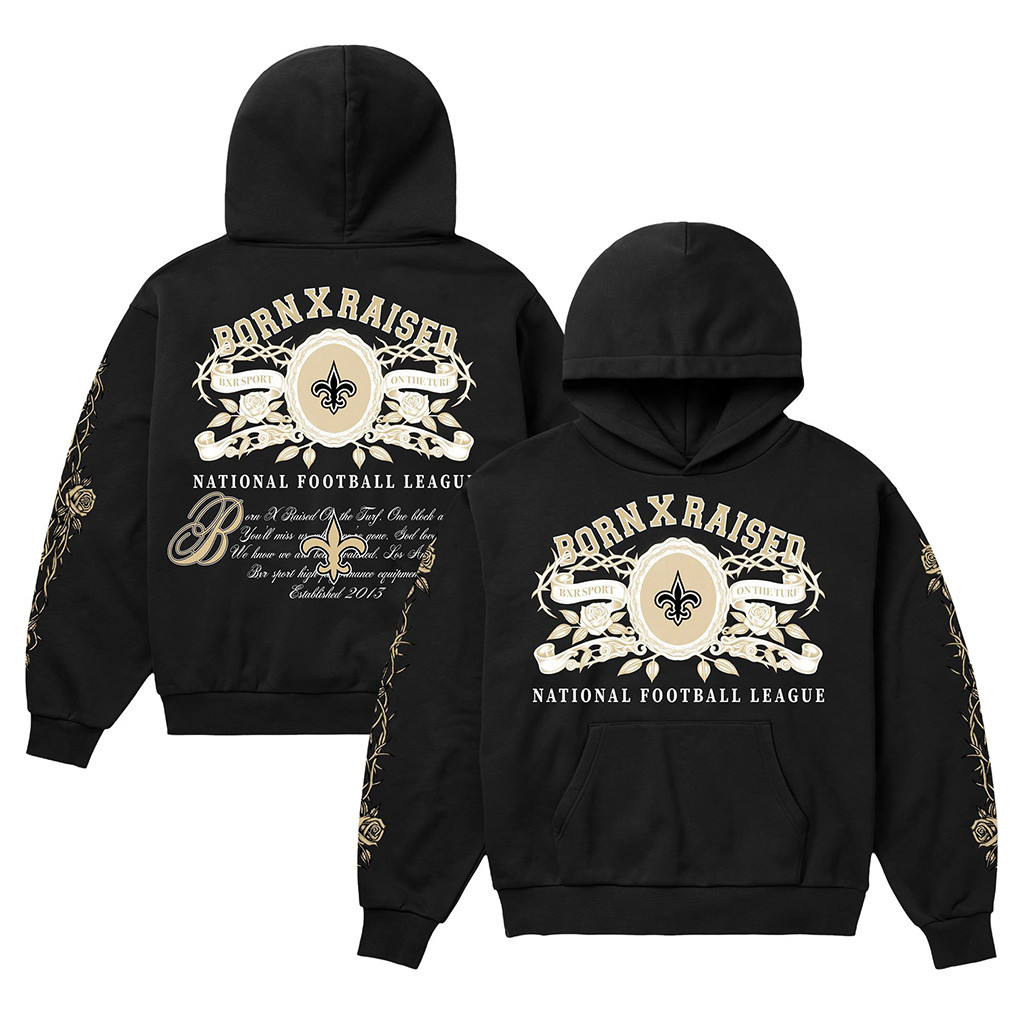 New Orleans Saints Born X Raised NFL Merch NO Saints Black Crest Hoodie Great Football Gifts 1 - Unicasport New Orleans Saints Born X Raised NFL Merch NO Saints Black Crest Hoodie Great Football Gifts