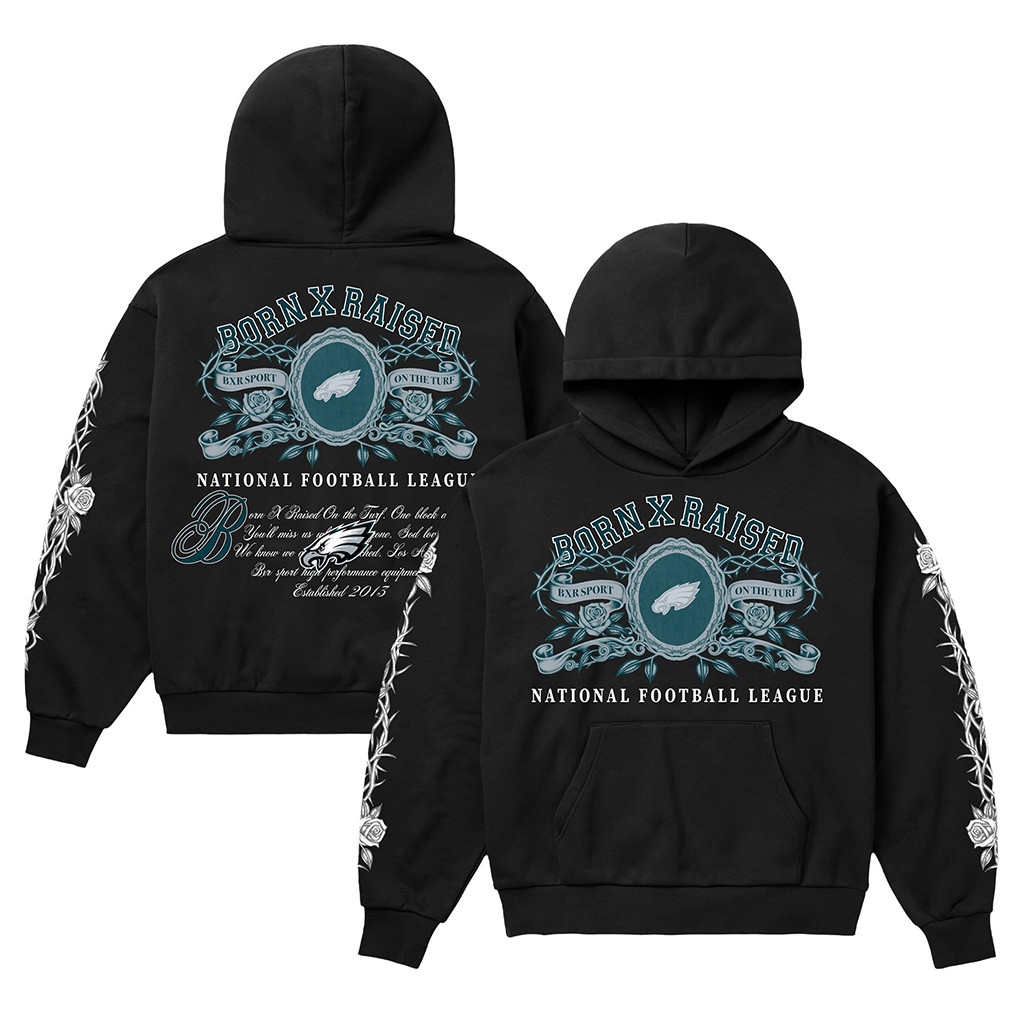 Philadelphia Eagles Born X Raised NFL Merch Philly Eagles Crest Hoodie Cool Football Gift Ideas 1 - Unicasport Philadelphia Eagles Born X Raised NFL Merch Philly Eagles Crest Hoodie Cool Football Gift Ideas