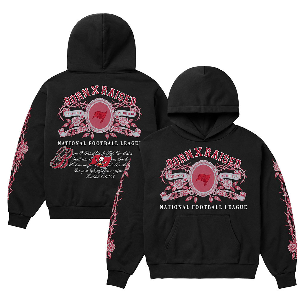 Tampa Bay Buccaneers Born X Raised NFL Merch Buccaneers Crest Hoodie Best Football Fan Gifts 1 - Unicasport Tampa Bay Buccaneers Born X Raised NFL Merch Buccaneers Crest Hoodie Best Football Fan Gifts