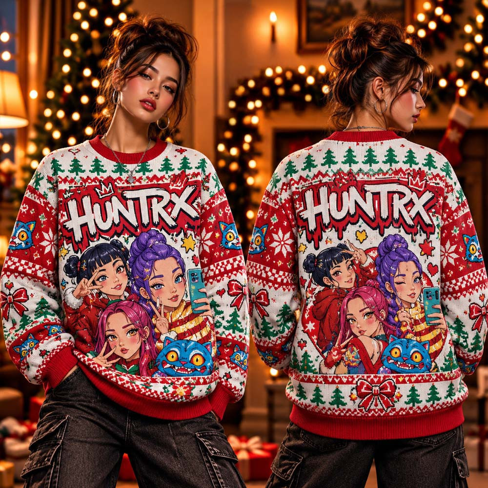 Kpop Demon Hunters 2026 Ugly Christmas Sweater Demon Hunters Merch Xmas Gift For Fans 1 - Unicasport Kpop Demon Hunters 2026 Ugly Christmas Sweater Demon Hunters Merch Xmas Gift For Fans