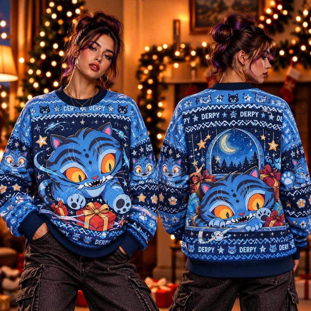 Kpop Demon Hunters Derpy Tiger 2026 Ugly Christmas Sweater Demon Hunters Apparel Kpop Lovers Gift 1 - Unicasport Kpop Demon Hunters Derpy Tiger 2026 Ugly Christmas Sweater Demon Hunters Apparel Kpop Lovers Gift