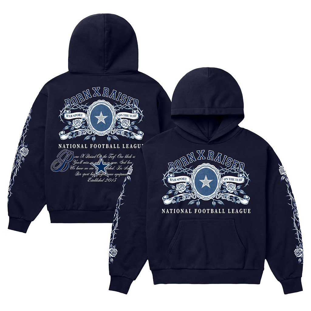 Dallas Cowboys Born X Raised NFL Merch Dallas Cowboys Crest Hoodie American Football Gifts