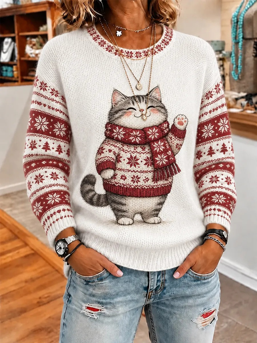 Cute Winter Fat Cat Sweater Cute Christmas Outfits Best Christmas Gifts For Cat Mom 1 - Unicasport Cute Winter Fat Cat Sweater Cute Christmas Outfits Best Christmas Gifts For Cat Mom