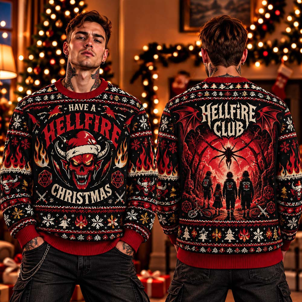 Stranger Things Hellfire Club Have A Hellfire 2026 Ugly Christmas Sweater Stranger Things Merch 1 - Unicasport Stranger Things Hellfire Club Have A Hellfire 2026 Ugly Christmas Sweater Stranger Things Merch