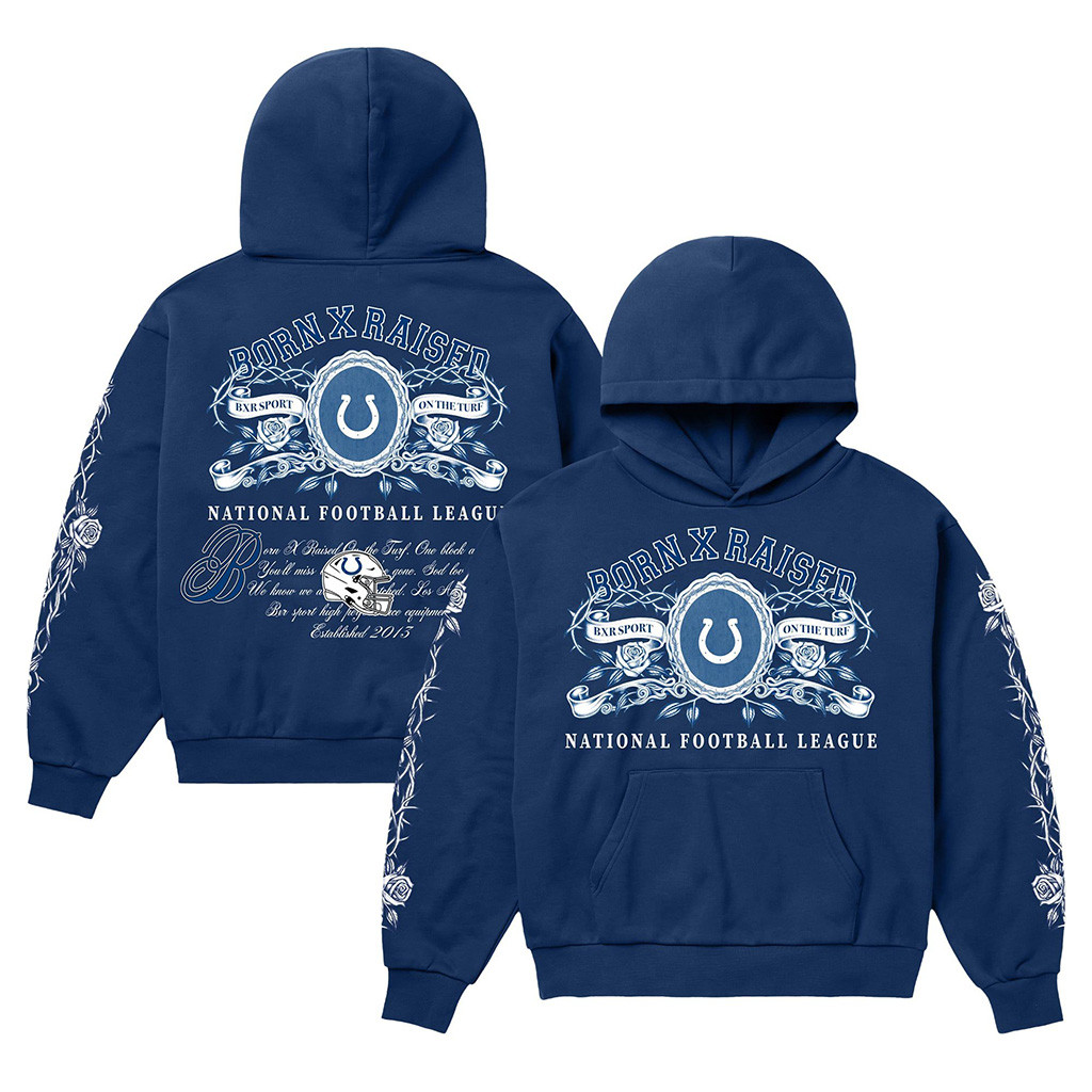 Indianapolis Colts Born X Raised NFL Merch Colts Crest Hoodie Best Presents For Football Fans 1 - Unicasport Indianapolis Colts Born X Raised NFL Merch Colts Crest Hoodie Best Presents For Football Fans