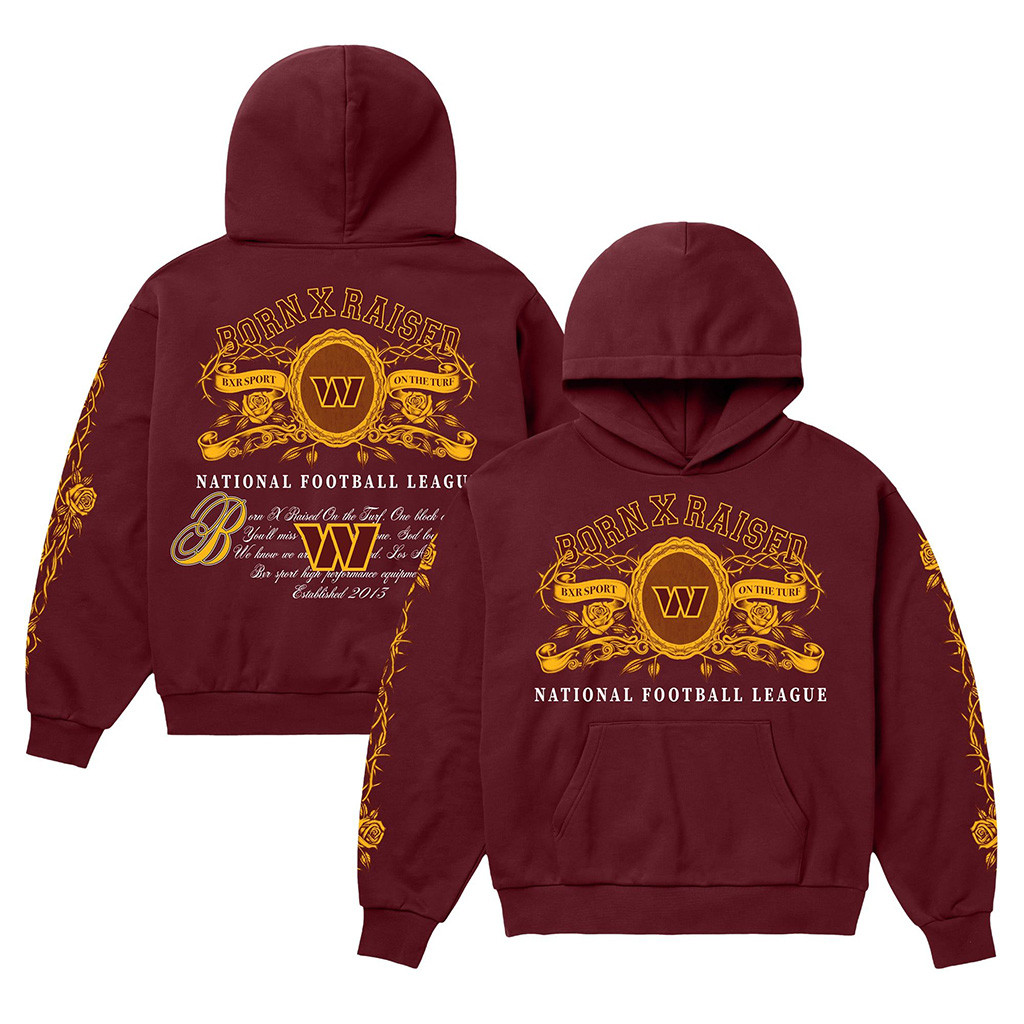 Washington Commanders Born X Raised NFL Merch Commanders Crest Hoodie Football Based Gifts 1 - Unicasport Washington Commanders Born X Raised NFL Merch Commanders Crest Hoodie Football Based Gifts