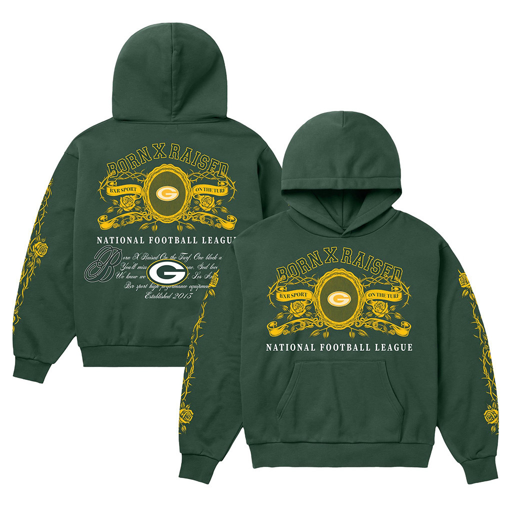 Green Bay Packers Born X Raised NFL Merch Packers Crest Hoodie American Football Fan Gifts 1 - Unicasport Green Bay Packers Born X Raised NFL Merch Packers Crest Hoodie American Football Fan Gifts