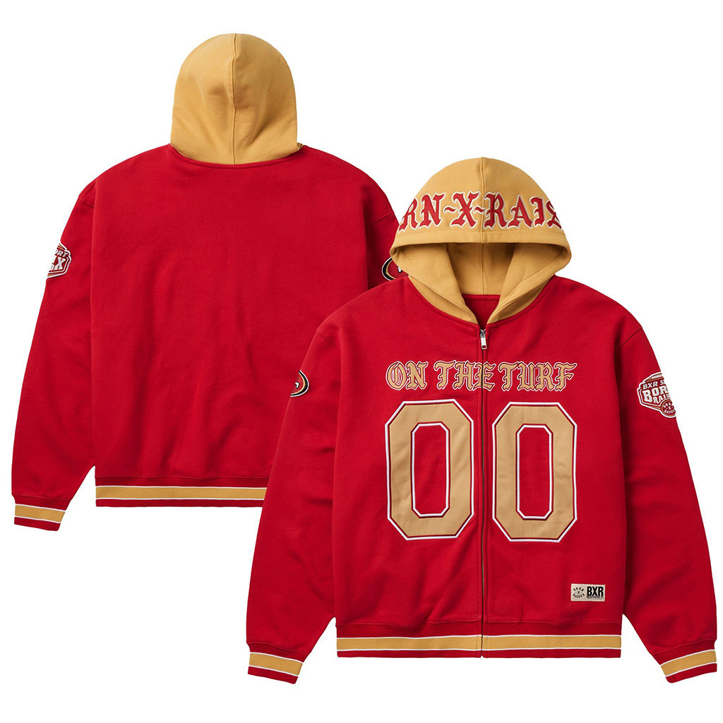 San Francisco 49ers Born X Raised NFL Merch SF 49ers On The Turf Zip Hoodie Cool Football Gifts 1 - Unicasport San Francisco 49ers Born X Raised NFL Merch SF 49ers On The Turf Zip Hoodie Cool Football Gifts