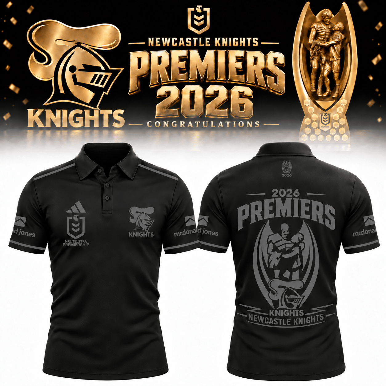 Newcastle Knights Merch 2026 NRL Premiers Polo Shirt Great Gifts For Newcastle Knights Lovers