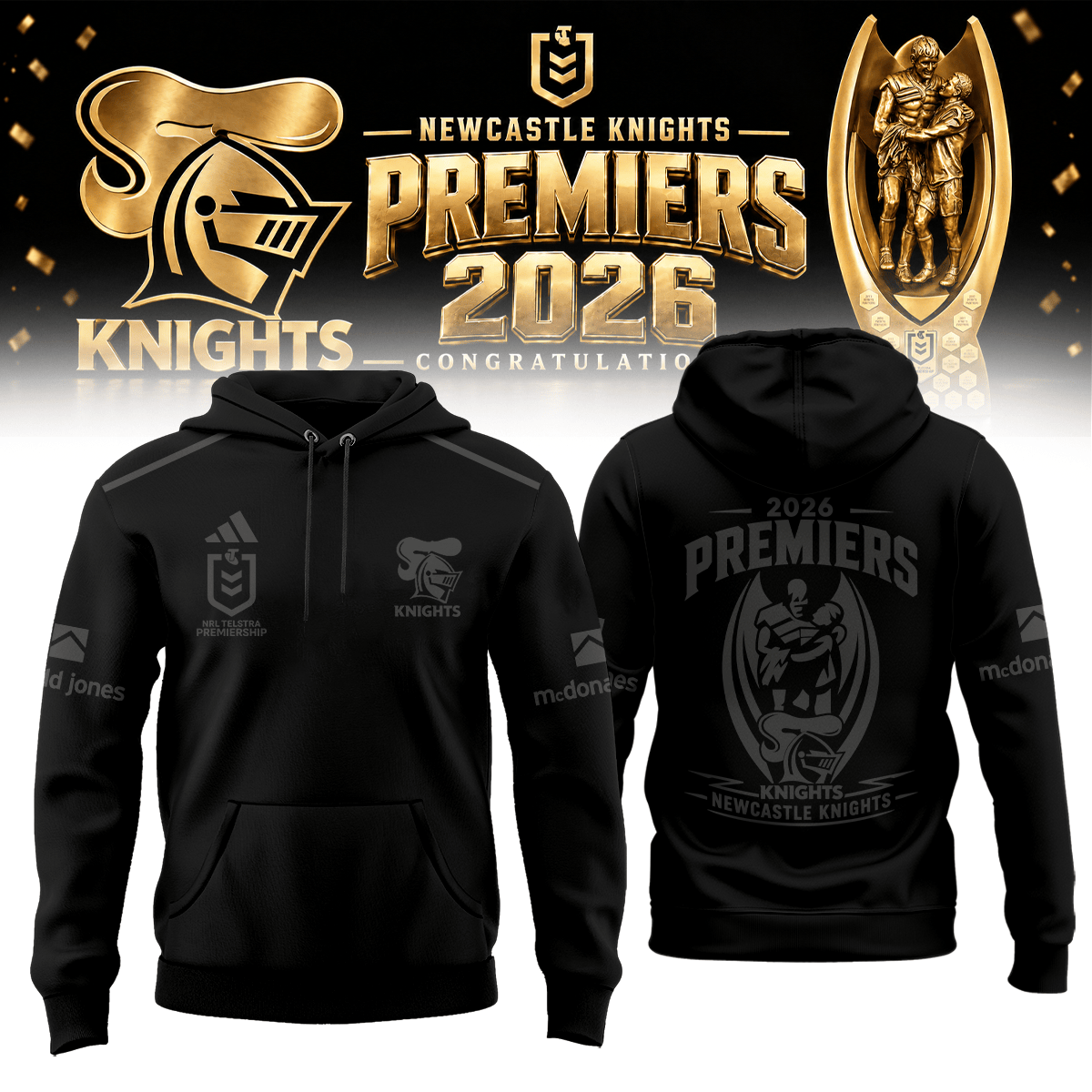 Newcastle Knights Merch 2026 NRL Premiers Hoodie Best Present For Rugby Fans