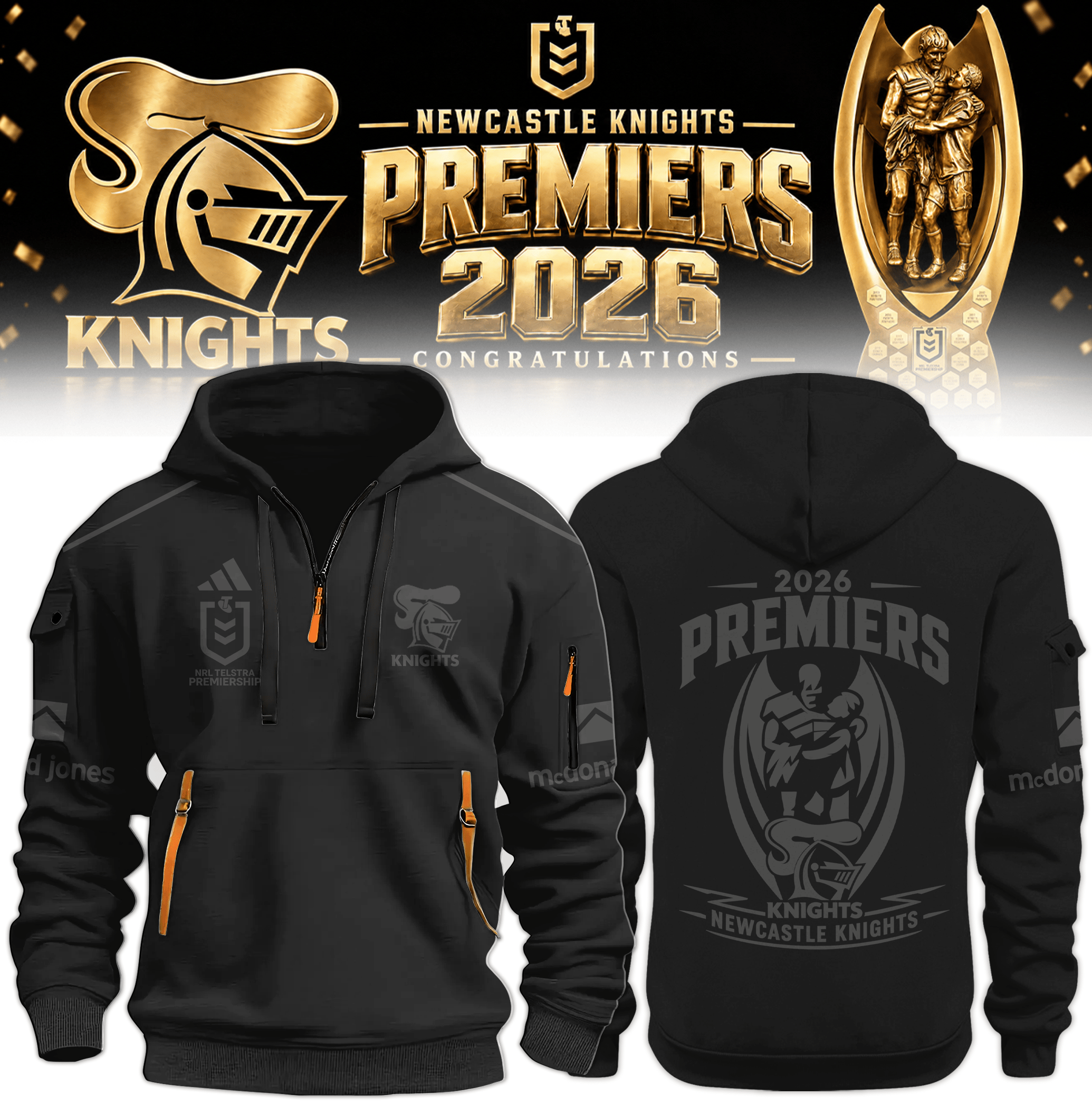 Newcastle Knights Merch 2026 NRL Premiers Half Zip Hoodie Gifts For Rugby Fans 1 - Unicasport Newcastle Knights Merch 2026 NRL Premiers Half Zip Hoodie Gifts For Rugby Fans