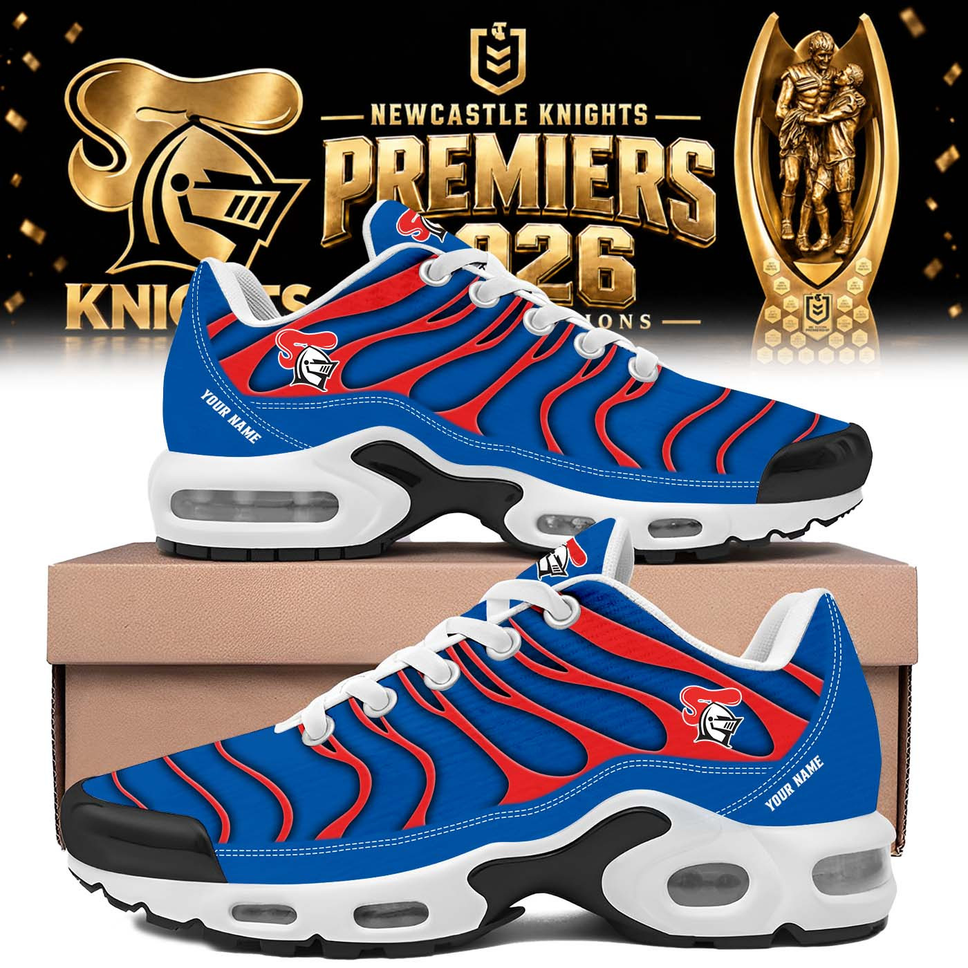 Custom Newcastle Knights 2026 NRL Premiers Sneaker Newcastle Knights Shoes Fan Gifts