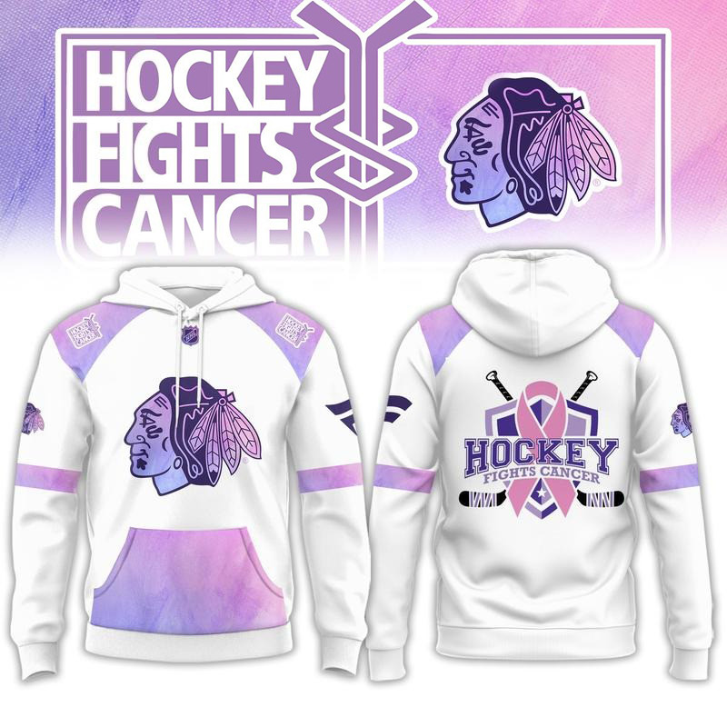 Chicago Blackhawks Merch Hockey Fights Cancer Hoodie Gift For Game Day 1 - Unicasport Chicago Blackhawks Merch Hockey Fights Cancer Hoodie Gift For Game Day