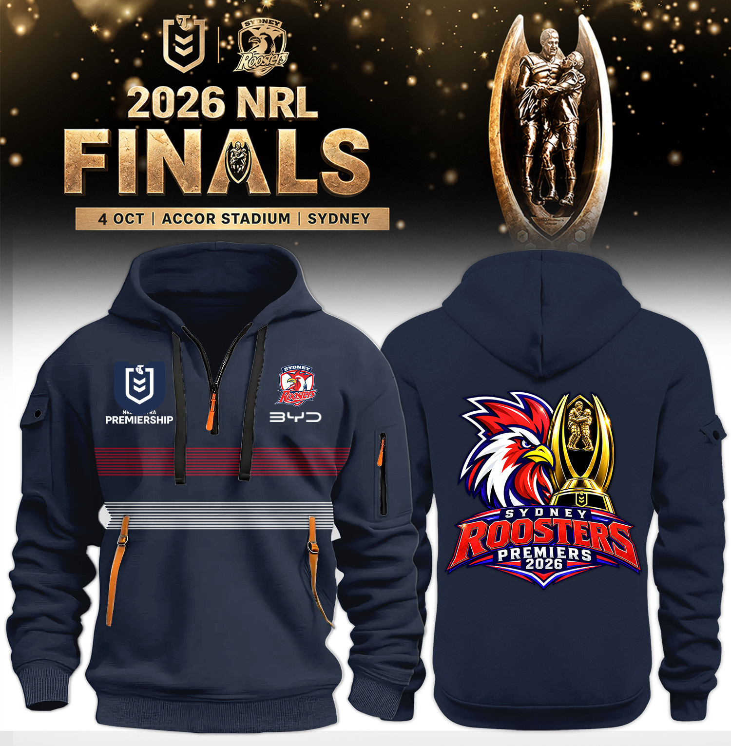 Sydney Roosters Merch 2026 NRL Premiers Half Zip Hoodie Presents For Brothers 1 - Unicasport Sydney Roosters Merch 2026 NRL Premiers Half Zip Hoodie Presents For Brothers