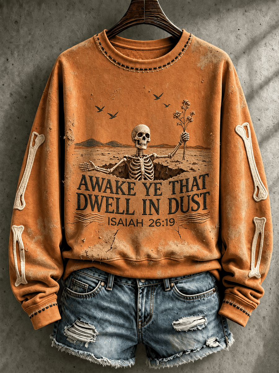 Awake That Dwell In Dust Sweatshirt Vintage Gothic Skeleton Apparel Gifts For A Horror Lover 1 - Unicasport Awake That Dwell In Dust Sweatshirt Vintage Gothic Skeleton Apparel Gifts For A Horror Lover