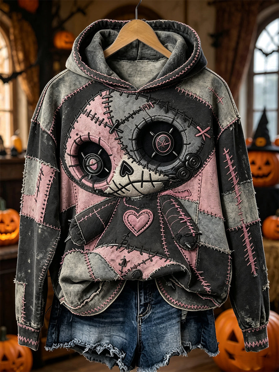 Gothic Voodoo Doll Bear Halloween Hoodie Pastel Goth Patchwork Apparel Outfit For Girlfriend 1 - Unicasport Gothic Voodoo Doll Bear Halloween Hoodie Pastel Goth Patchwork Apparel Outfit For Girlfriend