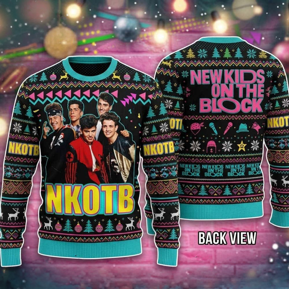 New Kids On The Block Merch NKOTB 80s 90s Pop Boyband Ugly Christmas Sweater Fan Gift 1 - Unicasport New Kids On The Block Merch NKOTB 80s 90s Pop Boyband Ugly Christmas Sweater Fan Gift