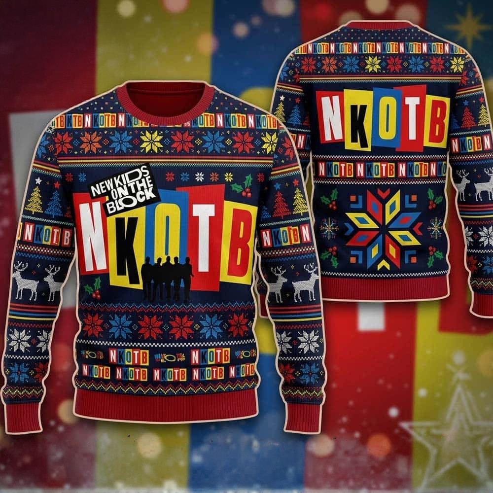 New Kids On The Block Merch NKOTB Group Silhouette Ugly Christmas Sweater Gift For Fan 1 - Unicasport New Kids On The Block Merch NKOTB Group Silhouette Ugly Christmas Sweater Gift For Fan