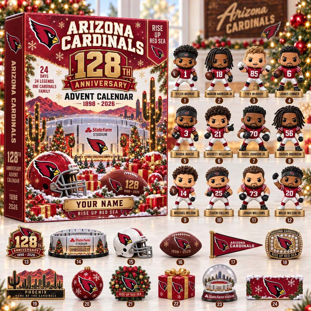 Arizona Cardinals 128th Anniversary Christmas Advent Calendar 24 Acrylic Ornaments Blind Box Gift
