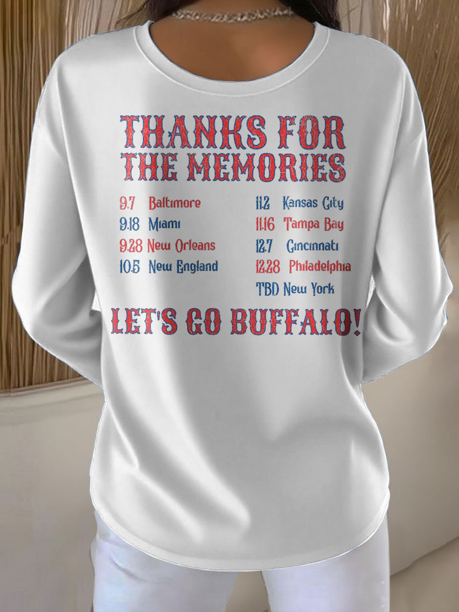 Buffalo Bills Merch Thanks For The Memories Let's Go Buffalo Long Sleeve Shirt Gifts For BFFs