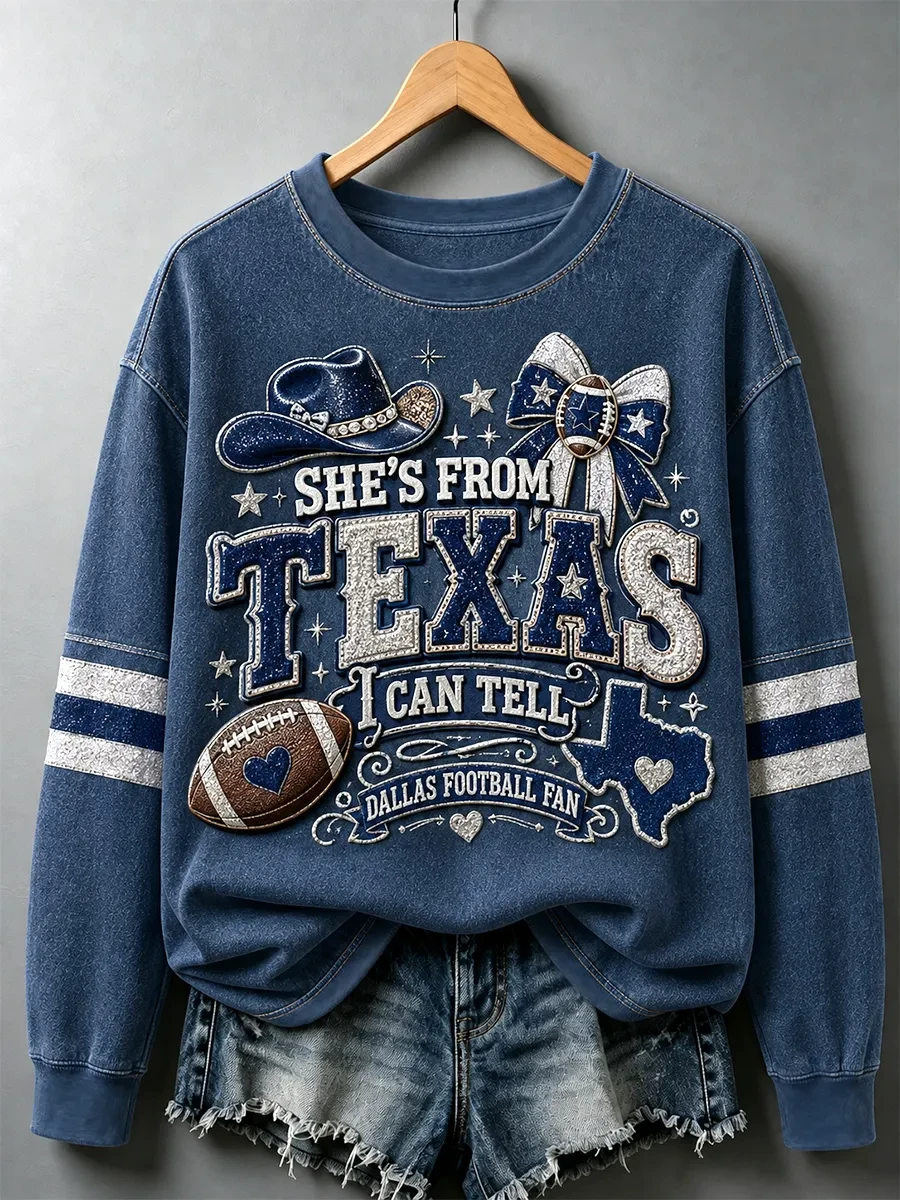 Dallas Cowboys Merch She's From Texas I Can Tell Long Sleeve Shirt Football Attire Gifts Ideas 1 - Unicasport Dallas Cowboys Merch She's From Texas I Can Tell Long Sleeve Shirt Football Attire Gifts Ideas