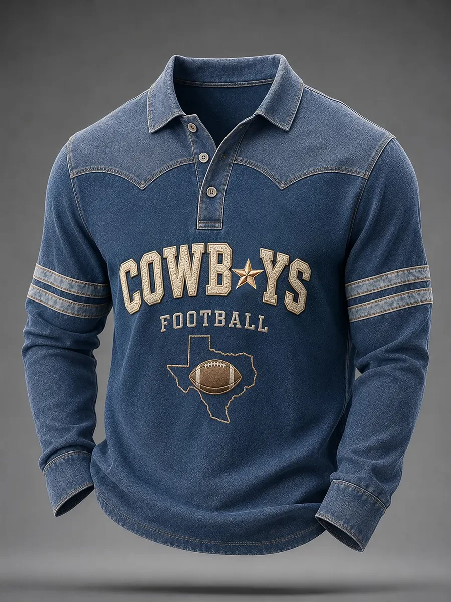 Dallas Cowboys Merch Cowboys Football Long Sleeve Polo Shirt Gifts For Football Lovers 1 - Unicasport Dallas Cowboys Merch Cowboys Football Long Sleeve Polo Shirt Gifts For Football Lovers