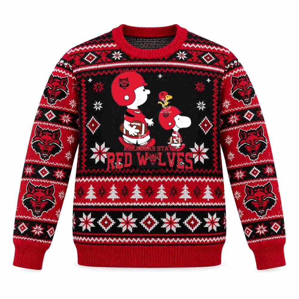 Arkansas State Merch Red Wolves Snoopy Sport Christmas Ugly Sweater Great Gift For Him 1 - Unicasport Arkansas State Merch Red Wolves Snoopy Sport Christmas Ugly Sweater Great Gift For Him