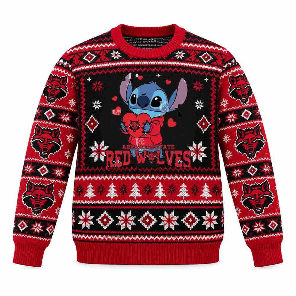 Arkansas State Merch Red Wolves Stitch Heart Christmas Ugly Sweater Gift For Bestie 1 - Unicasport Arkansas State Merch Red Wolves Stitch Heart Christmas Ugly Sweater Gift For Bestie